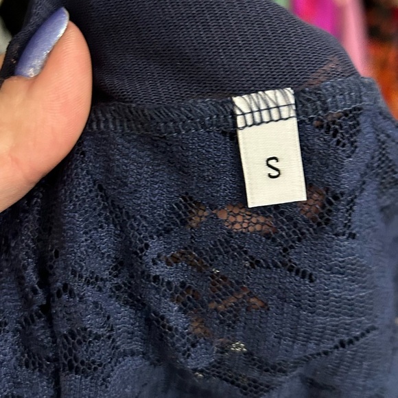 We are HAH Mama C Dress Night Navy Lace Sheer Panel Maxi Dress Small (oversized) - Picture 7 of 11